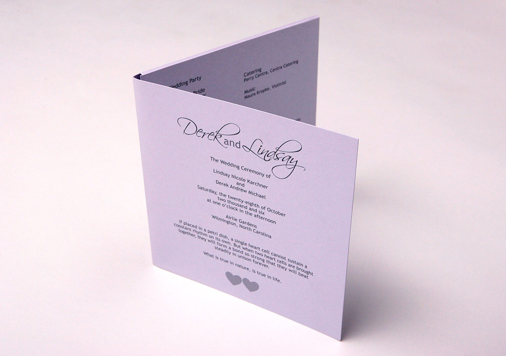 Derek and Lindsay Wedding Program