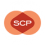 SCP Logo Icon - Coral Colored Pointers That Overlap And Create A Red Area Where White Uppercase SCP Type Lives
