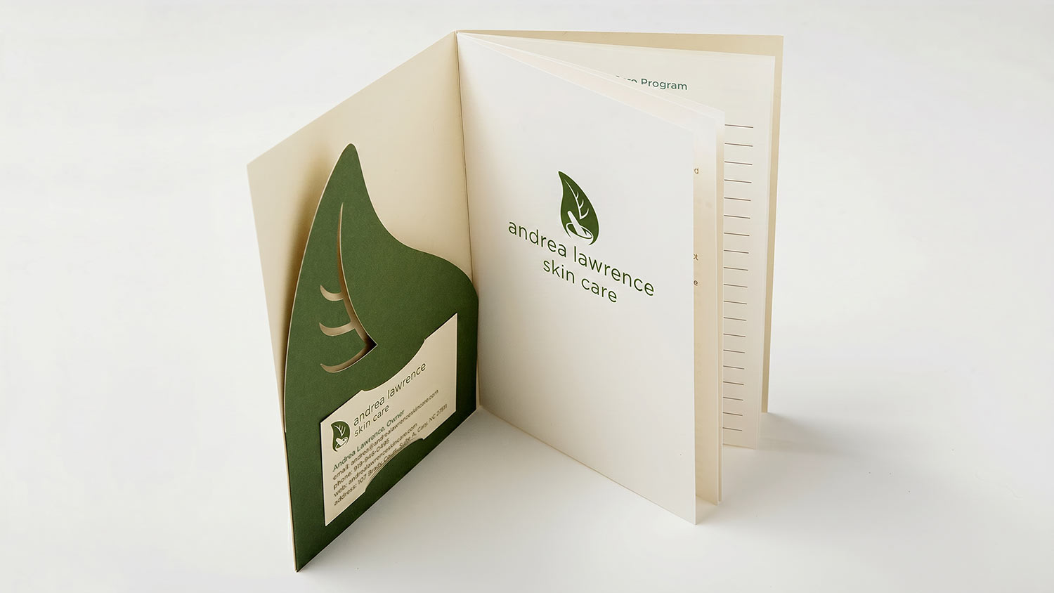 Photo of Andrea Lawrence Skin Care mini pocket folder and business card