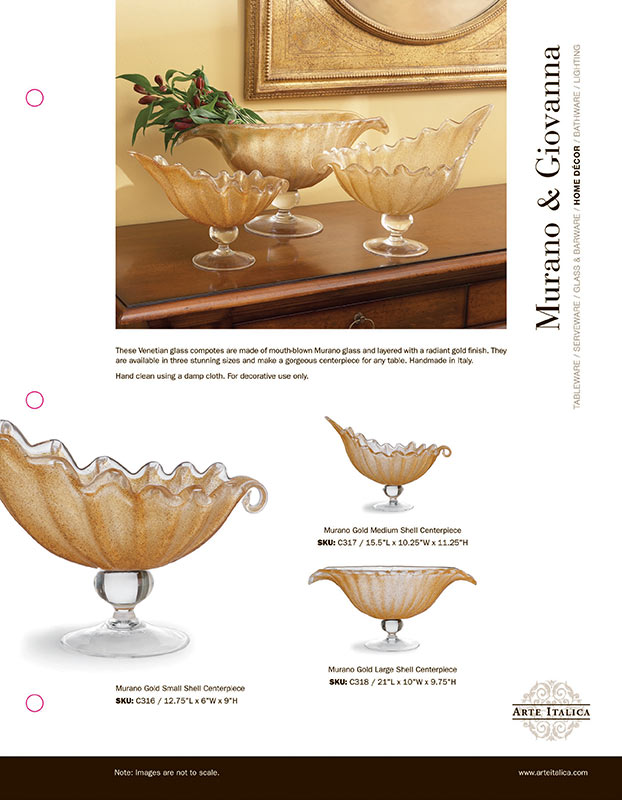 Layout of Arte Italica Murano collection in print catalog