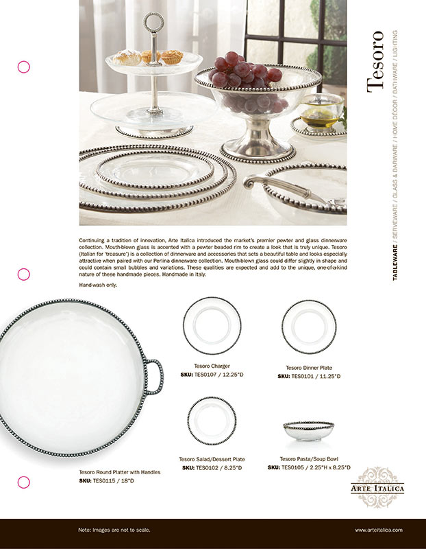 Layout of Arte Italica Tesoro collection in print catalog