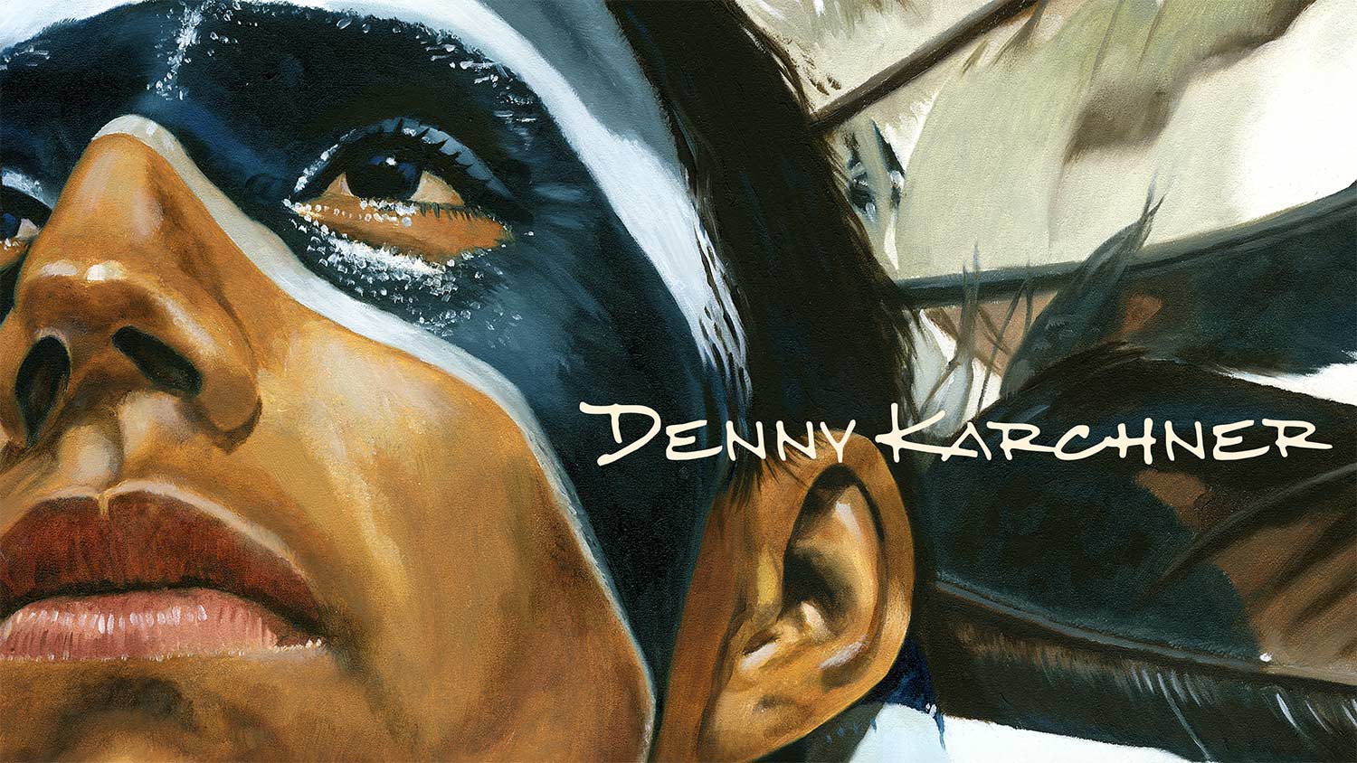 Oil painting by Denny Karchner with overlaying logo