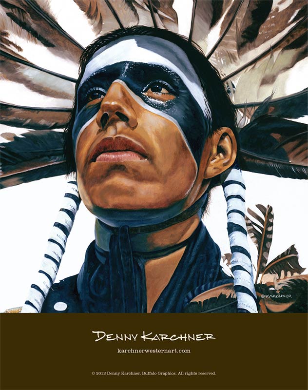 Print ad for Denny Karchner showing oil painting titled "Proud - Jay Eagle"