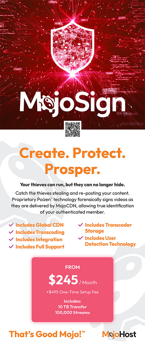 Layout of MojoHost branded tradeshow panel for their MojoSign service
