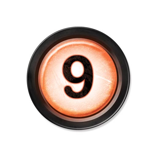 Ninth Floor Icon - Black circle with red gradient center and number 9 in middle