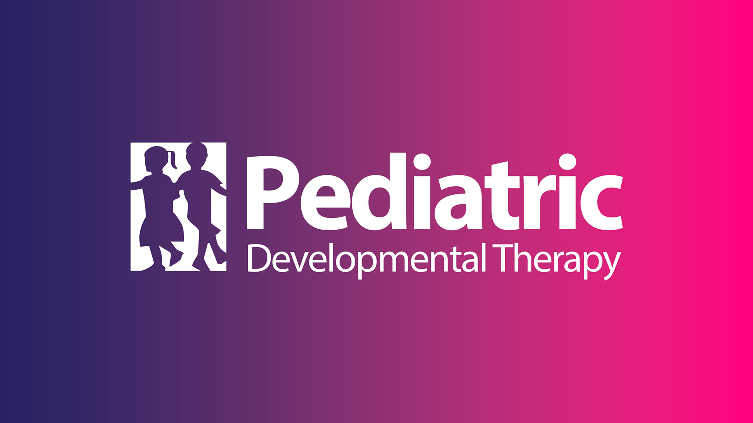 Dark blue to magenta gradient with white overlaying Pediatric Developmental Therapy logo